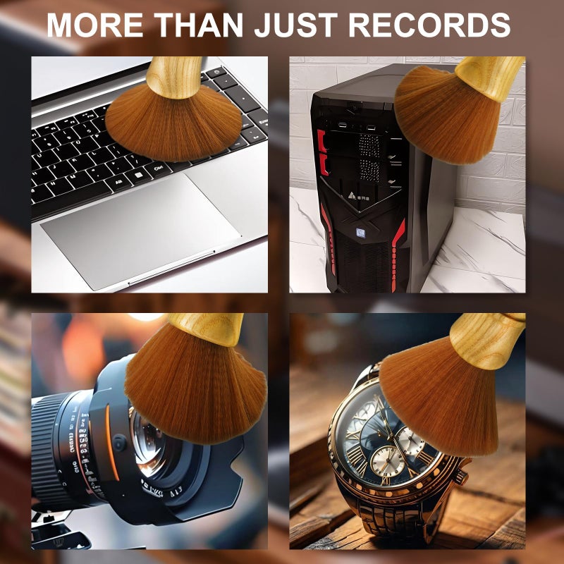 VIBORG Vinyl Record Cleaning Brush Anti-Static Bristles Soft Wood Handle Brush for LP Turntable Dust Removal, Phonograph Needle, CD - Image 5
